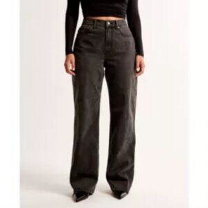 Abercrombie High Rise Loose Wide Leg Jean Dark Grey Color Wash size 26